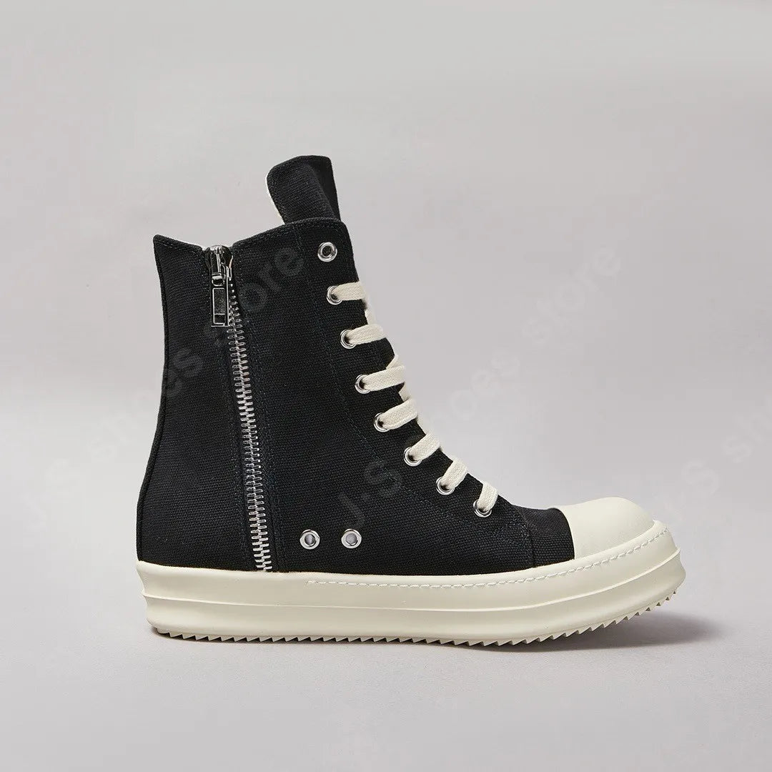 Classic Black Canvas Shoes - Ricks Brand High Top Sneakers for Men & Women, Luxury Lace-Up Casual Boots