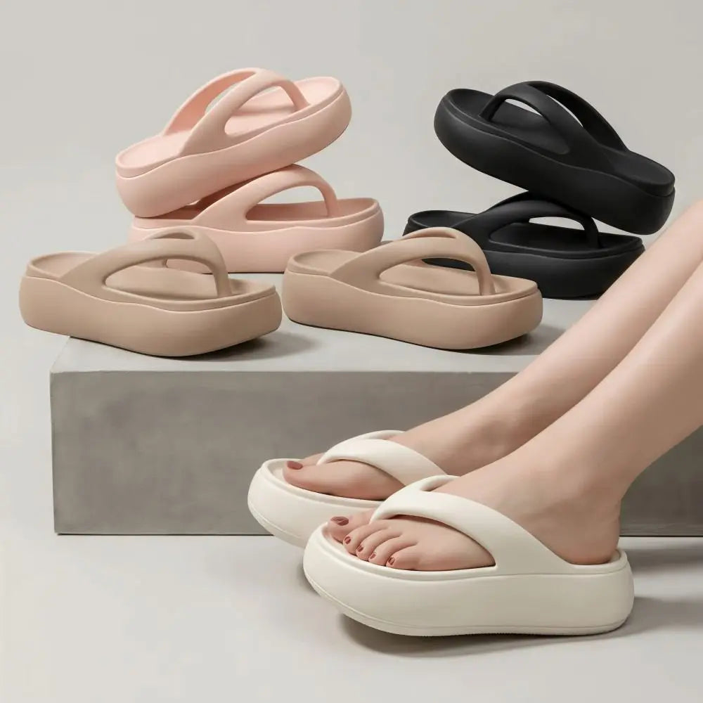 Height-Increasing Platform Slippers - 5CM EVA Non-Slip Lightweight Beach Sandals for Women