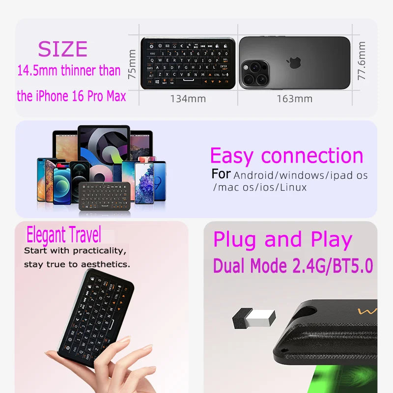 Mini Keyboard Gyroscope – Dual Mode 2.4G & BT5.0 Backlit Wireless Remote for Android, Smart TV, PC
