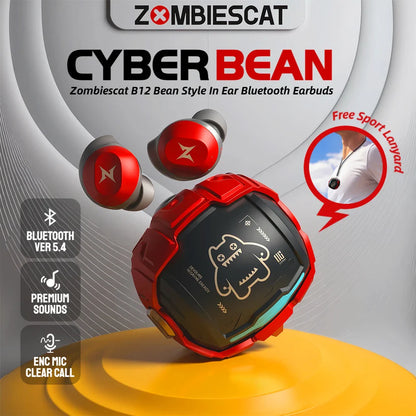 ZOMBIES CAT Bluetooth 5.4 Sports Earbuds – Mini Invisible In-Ear TWS Wireless Headphones with Clear Call & Sport Lanyard