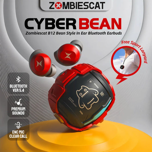 ZOMBIES CAT Bluetooth 5.4 Sports Earbuds – Mini Invisible In-Ear TWS Wireless Headphones with Clear Call & Sport Lanyard