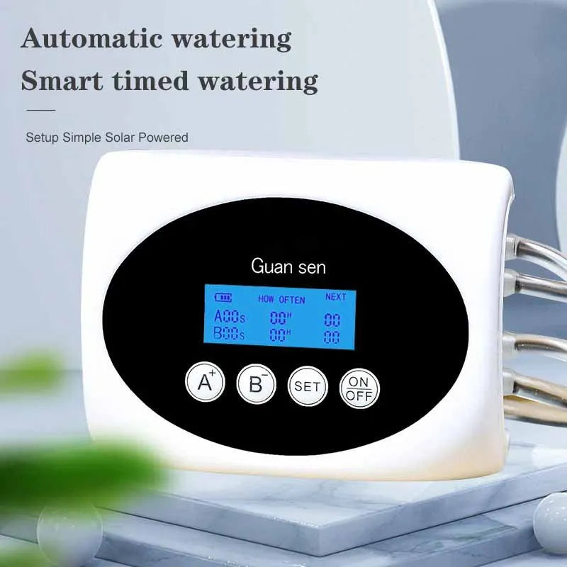 Solar Double Pump Automatic Drip Irrigation System – Smart Watering Timer for Garden & Potted Plants