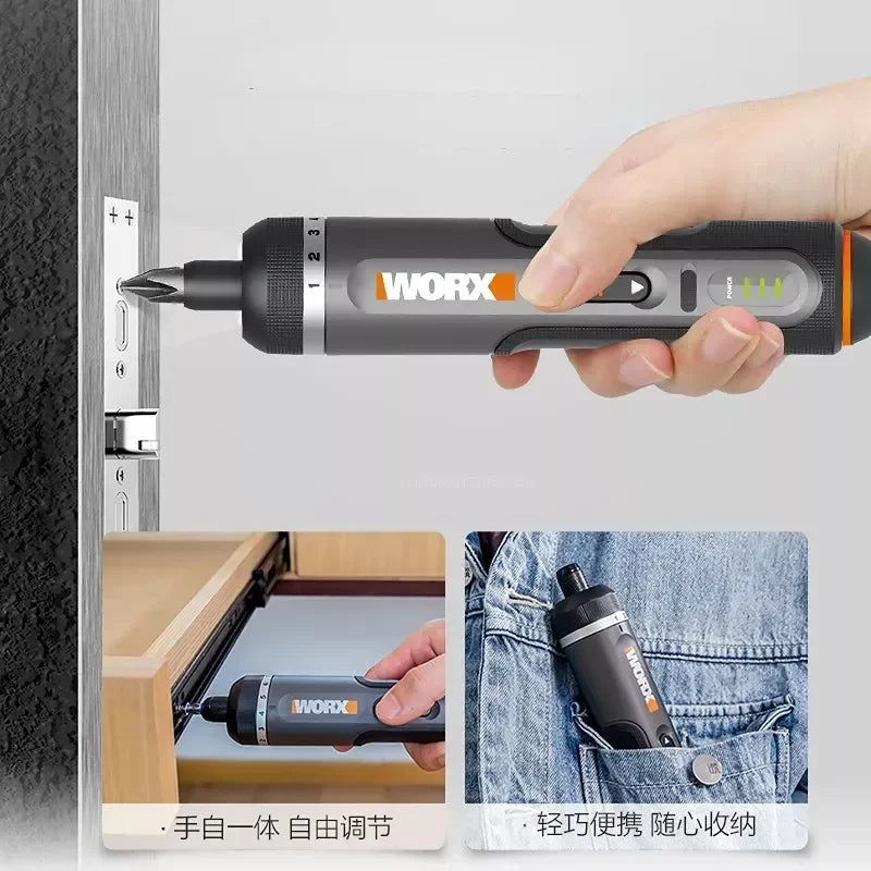 WORX WX242 4V Cordless Electric Screwdriver Set — USB Rechargeable Mini Drill with 30 Bits Power Tool