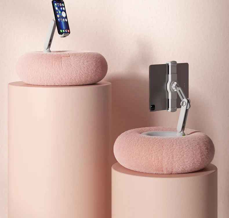 2024 Plush Pillow Phone and Tablet Stand - Adjustable Desktop Bracket for Live Streaming and Video Chats - Lazy Tablet Holder