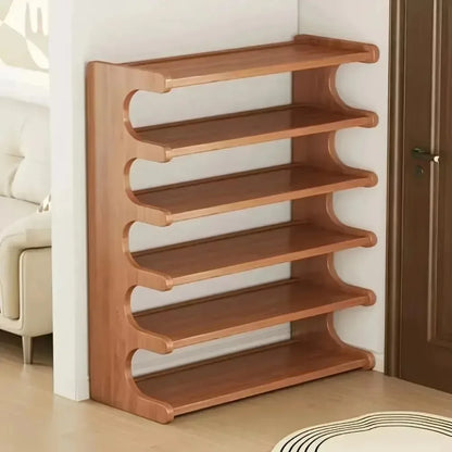 Chinese Style Wooden Shoe Rack — Multifunctional Bamboo Entrance Storage Cabinet for Shoes
