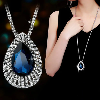 Opal Tulip Long Sweater Necklace – Elegant Floral Pendant Chain for Women Autumn Winter Fashion Accessories