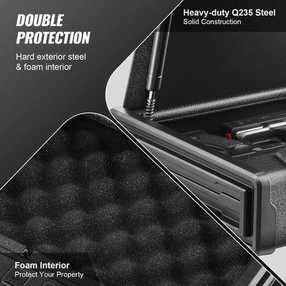 VEVOR Pistol Safe - Q235 Steel Biometric Quick-Access Firearm Lock Box for Secure Storage & Travel