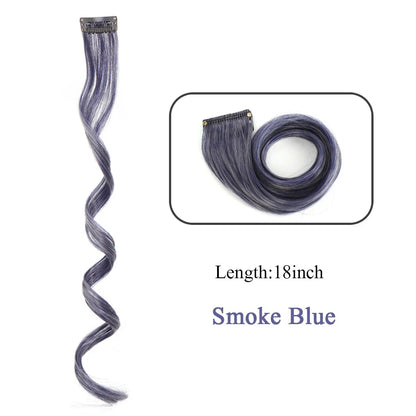 HUAYA 18" Synthetic Clip-In Colorful Curly Hair Extension – Ombre Pink Purple Red Blue Hair Piece