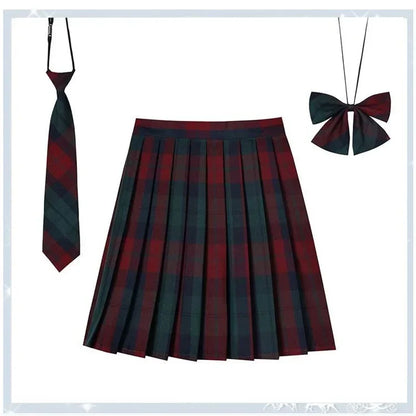 Women’s Plaid Pleated Skirt with Bowtie – XS-5XL Harajuku Preppy Mini Japanese School Uniform, Summer Kawaii Jupe