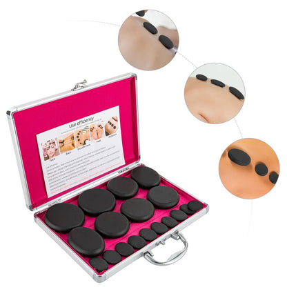 Hot Stones Massage Set with Heater Box – 16 Essential Stones for Salon & Home Spa Relaxation and Healing