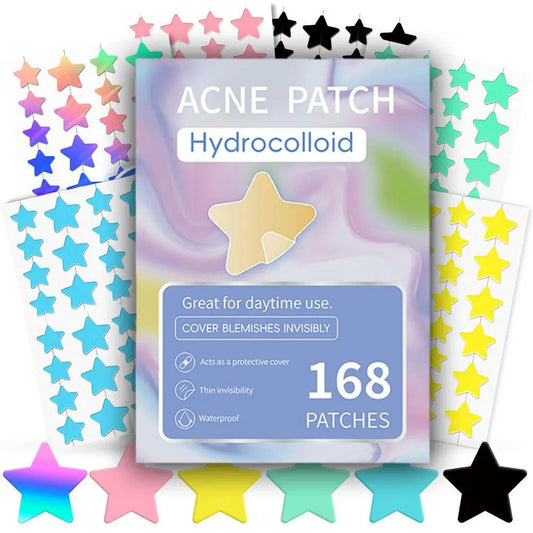 Colorful Star Pimple Patches – Invisible Acne Spot Stickers for Skin Care, Concealer & Makeup Tools