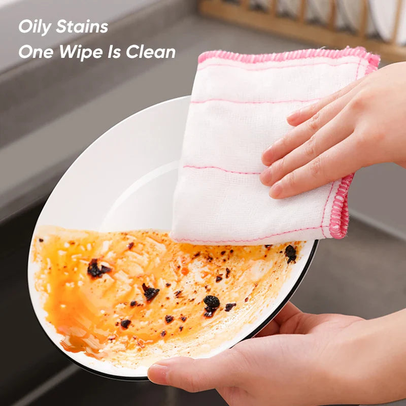 Anti-Oil 8-Layer Microfiber Kitchen Towel: Thicken, Absorbent Cloth for Daily Dish Cleaning - 30cm Size