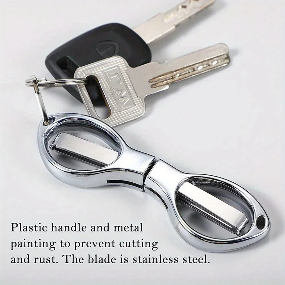 Folding Stainless Steel Scissors - Portable Fishing Line Cutter Sewing Needlework and Stationery Multi-Tool