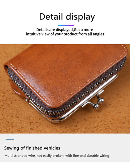 Women’s Fashion Minimalist Wrist Strap Wallet – Retro Short Zero Wallet with Large Capacity, Multi-Card Pockets & Money Clip