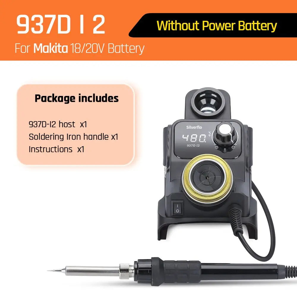 Silverflo 937DI Cordless Soldering Station – Portable 18V/20V Soldering Tool with Sleep Mode for DEWALT, Milwaukee, Makita Batteries