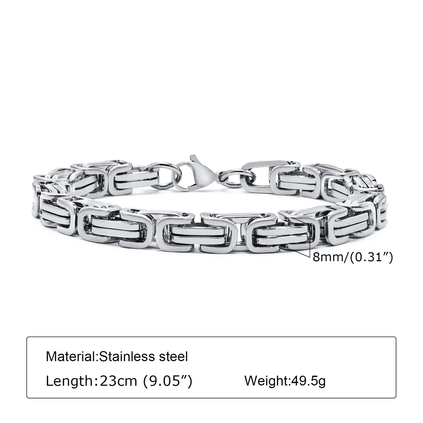 Men's Stainless Steel Byzantine Chain Bracelet – 4/5/6/8MM Link Wristband for Boys, Perfect Gifts for Him