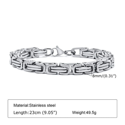 Men's Stainless Steel Byzantine Chain Bracelet – 4/5/6/8MM Link Wristband for Boys, Perfect Gifts for Him