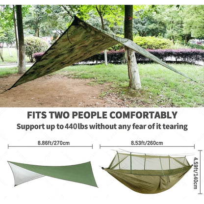 Camping Hammock with Mosquito Net - Waterproof Portable Outdoor Sleeping Shelter for Hiking & Travel