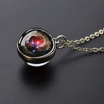 Solar System Planet Glass Ball Necklace – Moon, Earth, Jupiter & More Space-Themed Pendant for Women Fashion Gift