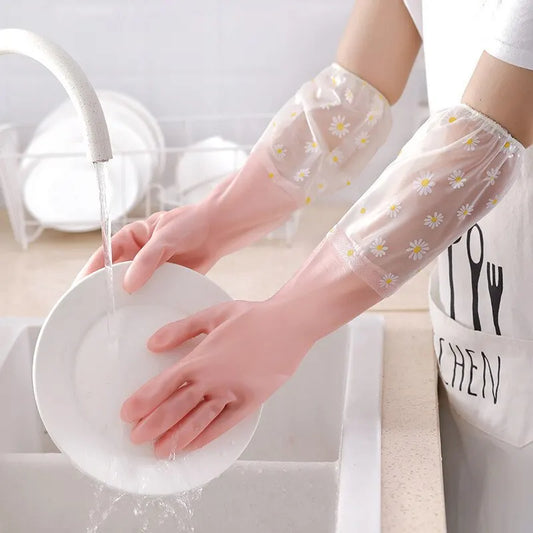 Waterproof Cleaning Gloves | Latex Household Dishwashing Gloves | Kitchen & Laundry Wear-Resistant Rubber Gloves