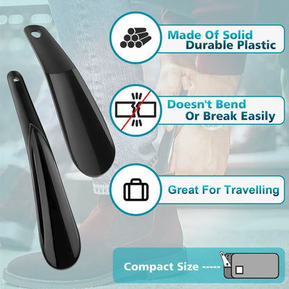 6.29″ & 7.87″ Lightweight Plastic Shoehorn – Travel Shoe Horn Helper for Men, Women & Kids Aid Accessories