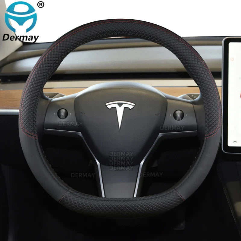 Tesla Model 3 Steering Wheel Cover – PU Leather Non-Slip Auto Accessory, 9 Colors (2016-2023)