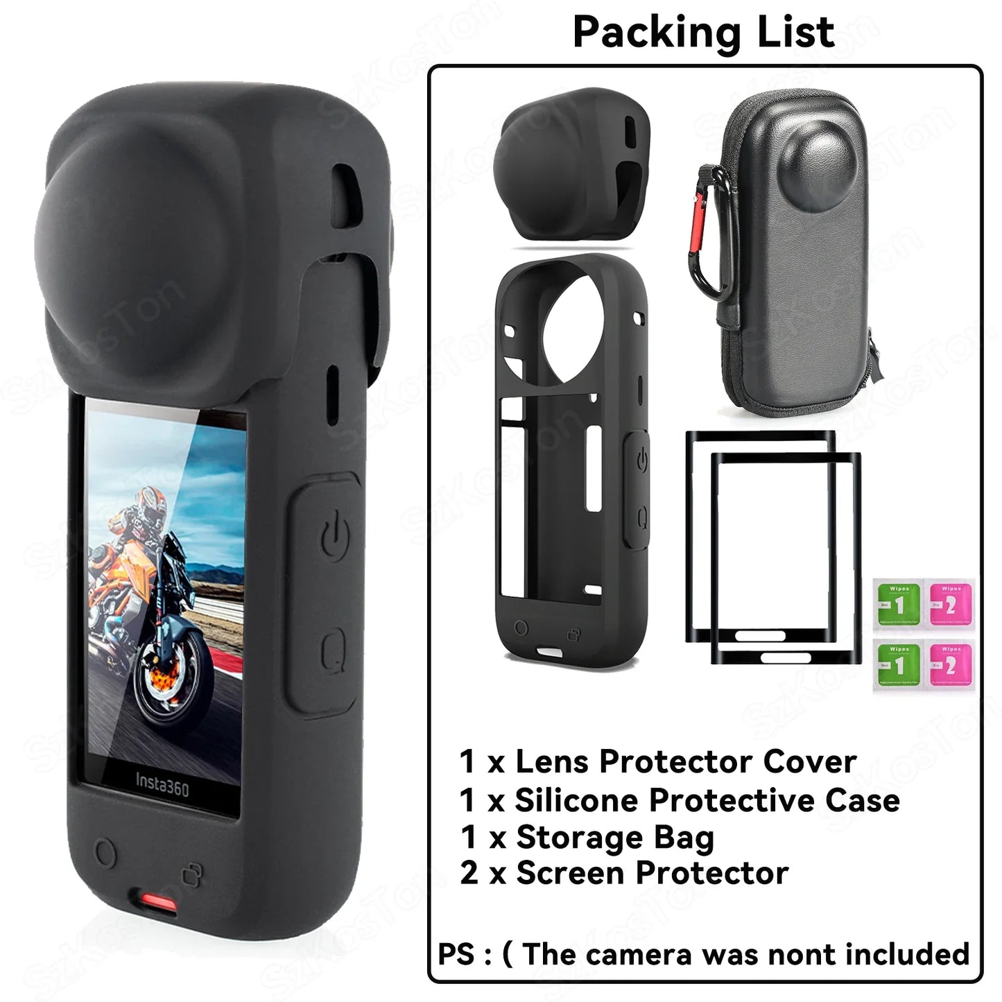 Insta360 X4 Lens Guards, Storage Bag & Screen Protector Film – Anti-Scratch Camera Accessories for Insta360 X4