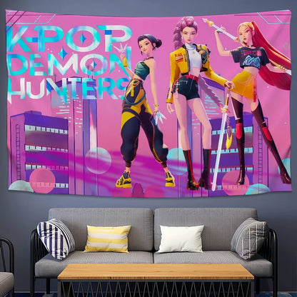 K-Pop Demon Hunters Cartoon Flag – Outdoor, Party & Home Decoration Banner
