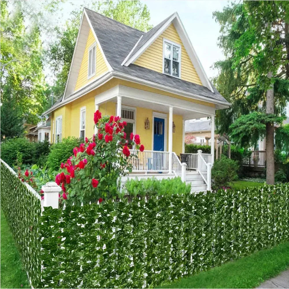 Artificial Ivy Hedge Green Leaf Fence Panels - 50x200cm Faux Privacy Screen for Home Outdoor Garden Balcony Decoration - 1x3m