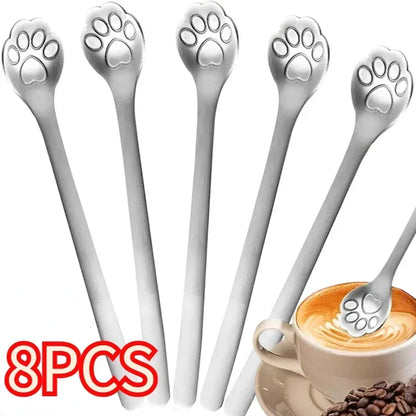 Cute Cat Claw Stainless Steel Spoon Set (1/8PCS) – 304 Dessert, Ice Cream, Coffee & Tea Spoon Kitchen Tableware