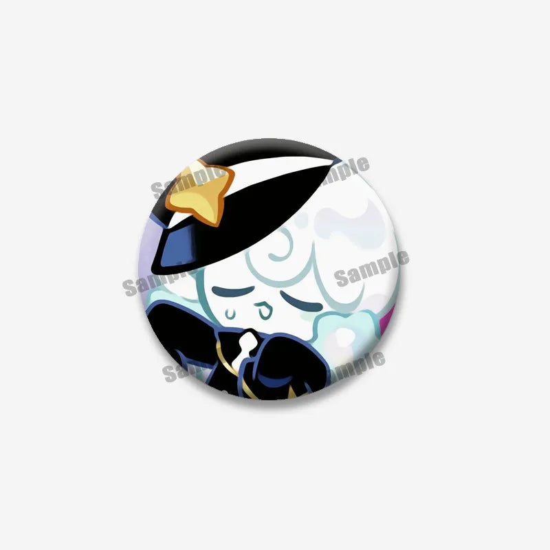 Cookie Run Kingdom Meringue & Jellyfish Enamel Badge – Round Brooch for Backpack, Jewelry Pin & Party Gift