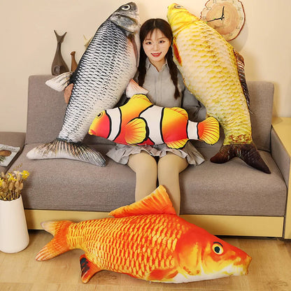 3D Goldfish Plush Pillow - Soft Realistic Carp Stuffed Animal Cushion Toy Gift