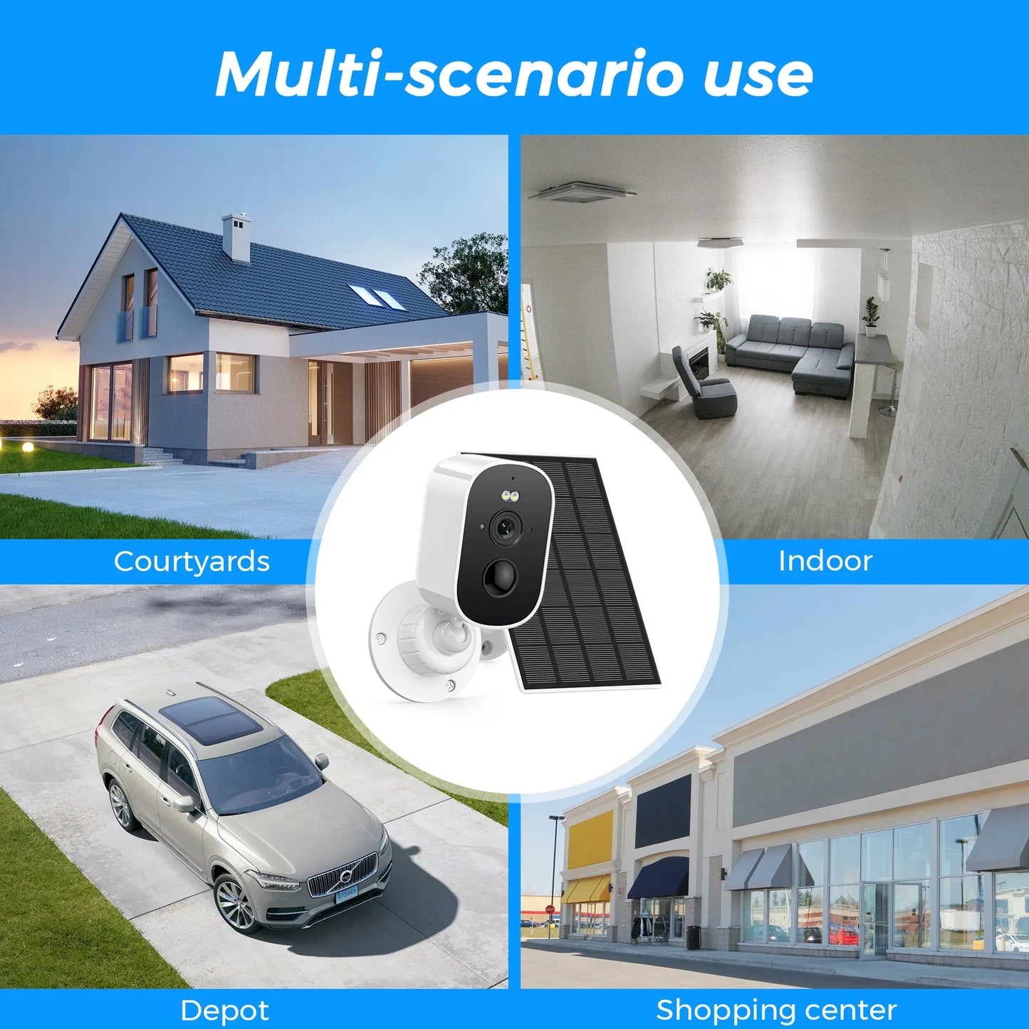 1080P WiFi Solar Security Camera – Wireless Outdoor Bullet Camera with PIR Motion Alarm, Two-Way Audio & Cloud Storage