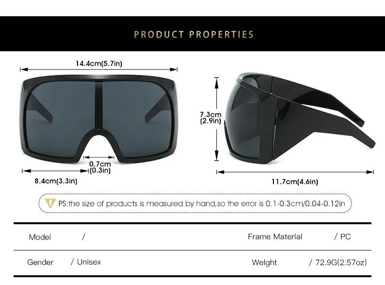 2025 Oversized Punk Shield Sunglasses – Luxury Steampunk Big Frame UV400 Sport Goggles for Women & Men
