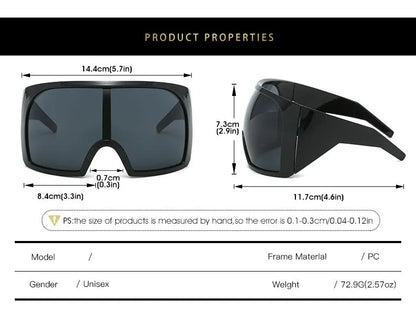 2025 Oversized Punk Shield Sunglasses – Luxury Steampunk Big Frame UV400 Sport Goggles for Women & Men