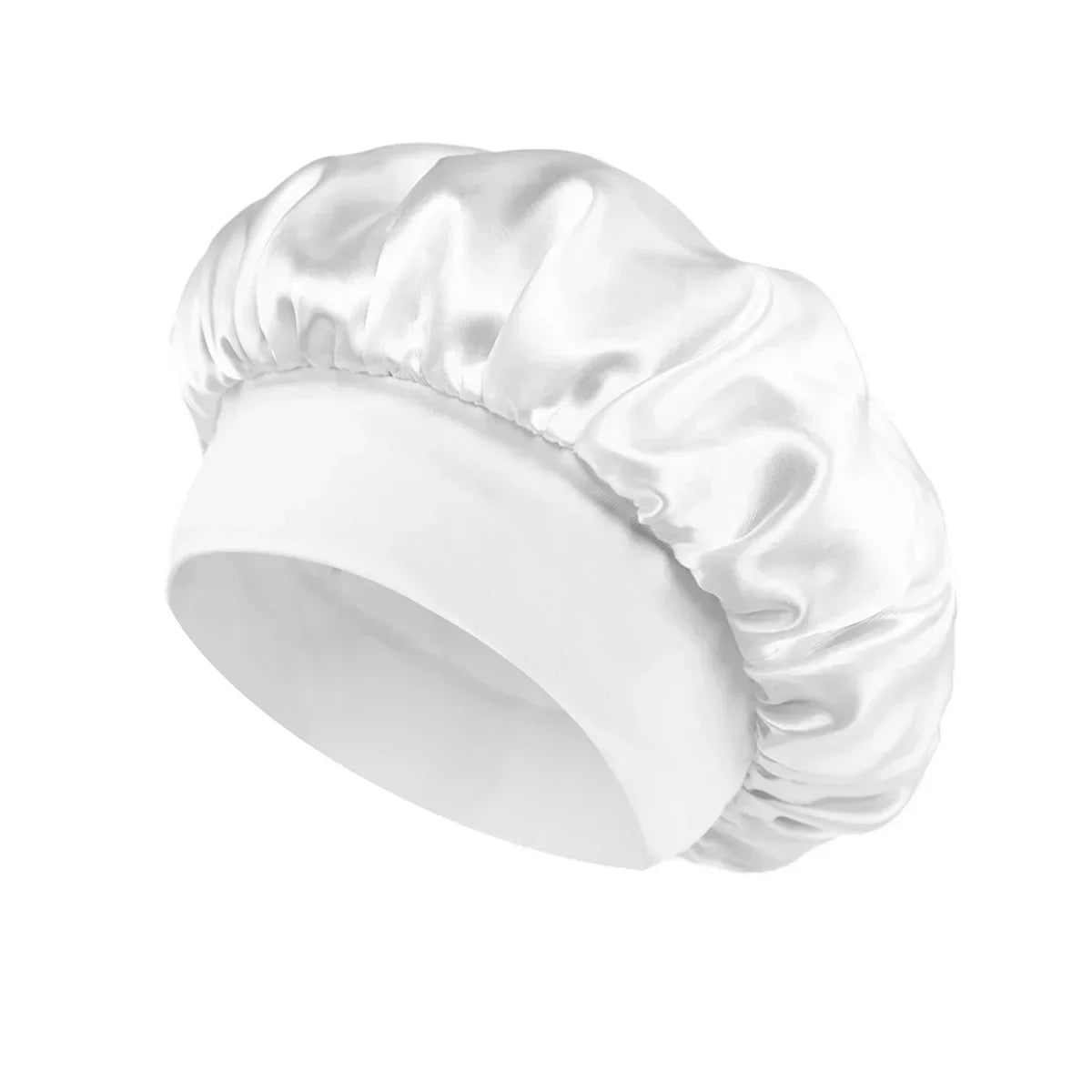 Women’s Satin Hair Bonnet – Solid Silk Sleeping Cap with Wide Brim and Elastic Soft Band for Hair Care