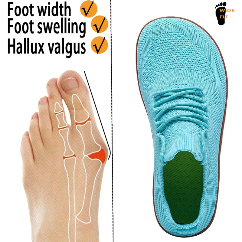 2025 Men's Wide-Toe Casual Shoes — Soft Sole Walking Sneakers, Breathable Mesh Comfortable Barefoot Shoes