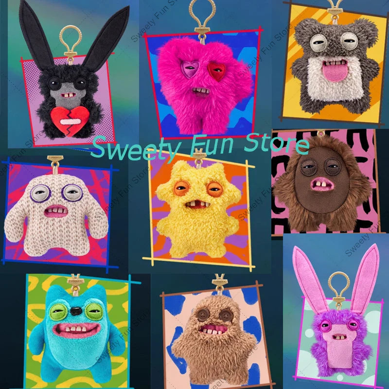 Original Fuggler Tooth Monster Keychain – Cute Wide-Eyed Plush Toy, Funny Ugly Monster Doll Pendant Gift