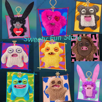 Original Fuggler Tooth Monster Keychain – Cute Wide-Eyed Plush Toy, Funny Ugly Monster Doll Pendant Gift