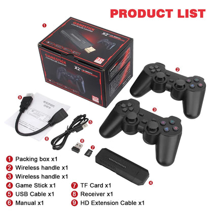 GD10 Plus 4K Game Stick Console – 256G, 58,000 Games, Dual 2.4G Wireless Controllers for N64/PSP/PS1/GBA