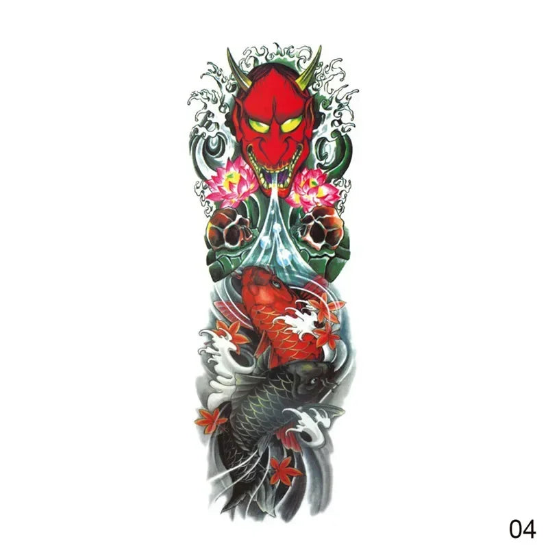 16 Designs Full Arm Temporary Tattoo Sleeves - Waterproof Body Art Stickers for Men & Women Fashion Style