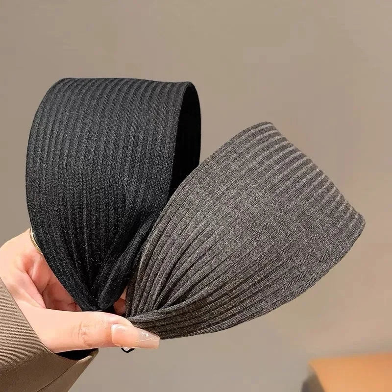New Soft Wide Knitting Cotton Hairbands for Women & Girls – Korean Solid Turban with Teeth, Head Band Headwear Accessories