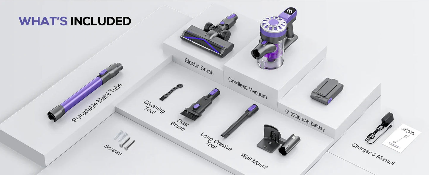 GOOVI V07 Cordless Handheld Vacuum Cleaner - 100KPA Suction Power, 180W, 0.9L Dust Cup, for Pet and Home Cleaning