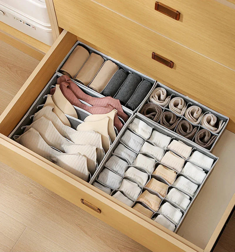 Foldable Underwear Drawer Organizer Box – Storage Case for Socks, Bras, Pants, Scarves, and Ties