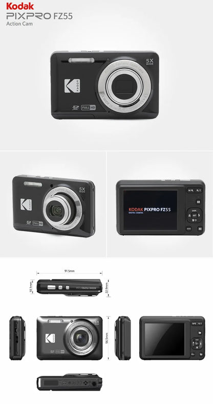 KODAK PIXPRO FZ55-RD 16MP Digital Camera – 5X Optical Zoom, 28mm Wide Angle, 1080P Full HD Video, 2.7" LCD Vlogging Camera