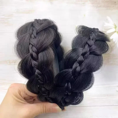 1pc Handmade Retro Wig Twist Headband for Women - Wide Fishbone Braids Hairband - Styling Headwear Accessory