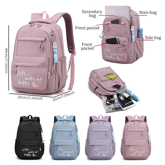 Teen Girls School Backpack | Pink Waterproof Bag for Primary & Middle School Students