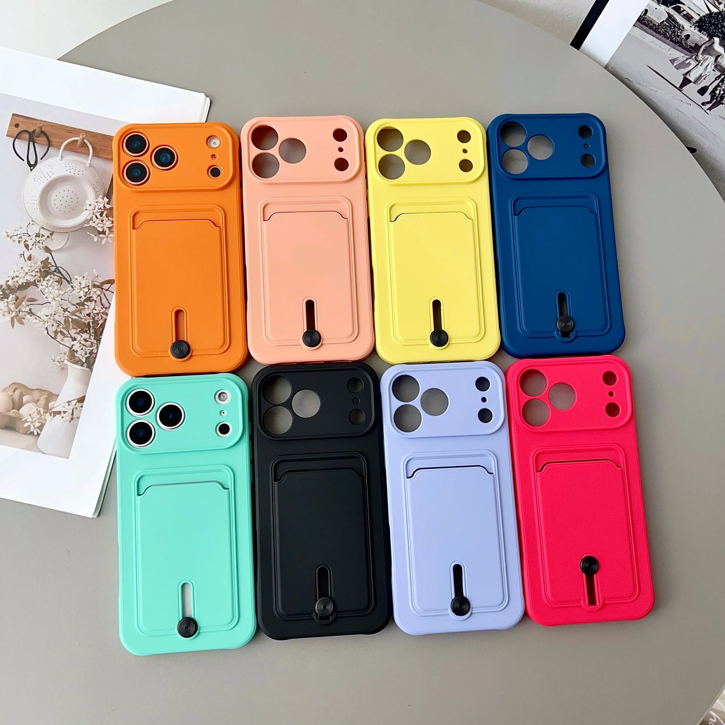 Push Card Wallet Phone Case with Card Slot Holder, Soft TPU Credit Card Cover for iPhone 17, 16, 15, 14, 13, 12, 11 Pro Max, Air, Plus & Mini