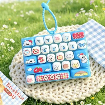 Cartoon Animal Keycap Keychain - 26-Grid Stress Relief Bag & Backpack Accessory