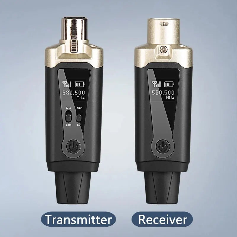 Wireless Microphone System with XLR Converter Adapter – UHF Automatic Transmitter for Condenser & Dynamic Mics